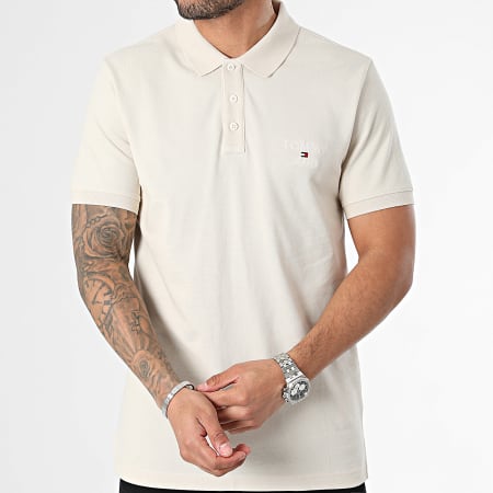 Tommy Jeans - Polo Manches Courtes Slim Corp 8927 Beige