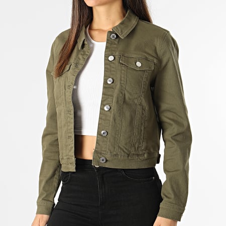 Vero Moda - Veste Jean Femme Crop Soya Vert Kaki