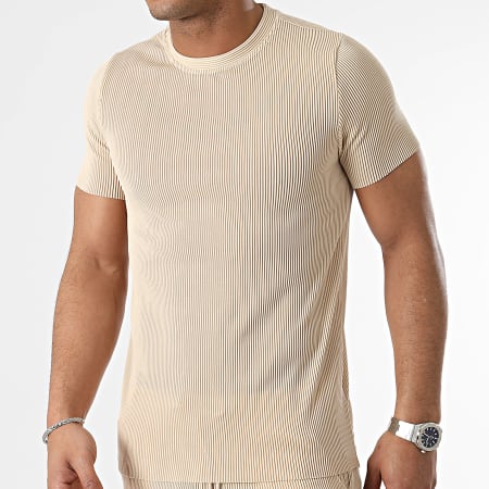 Zayne Paris  - Conjunto de camiseta y pantalón corto de jogging beige