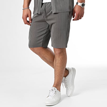 Zayne Paris  - Set camicia a maniche corte e pantaloncini da jogging grigio antracite