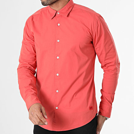 HUGO - Camisa de manga larga Ermo 50500216 Rojo ladrillo