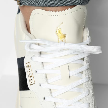 Polo Ralph Lauren - Sneaker Heritage Aera Leather Suede Trainer Bianco Black Navy