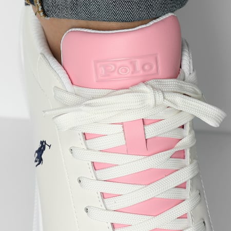 Polo Ralph Lauren - Sneakers Heritage Court II Leather Trainer White Navy Pink