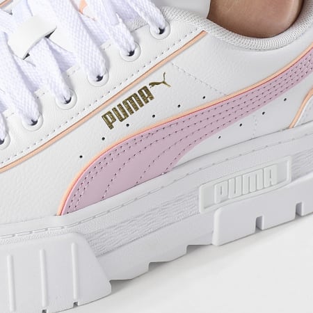 Puma - Mayze Pelle Piping 396664 Bianco Grape Mist Peach Fizz Sneakers Donna