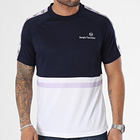 Sergio Tacchini - Tee Shirt Gradiente 40537 Bleu Marine Blanc