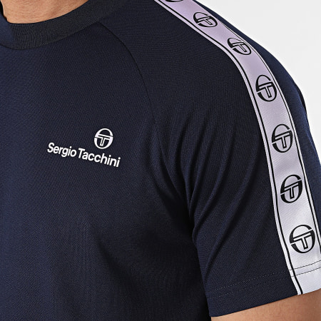 Sergio Tacchini - Tee Shirt Gradiente 40537 Bleu Marine Blanc