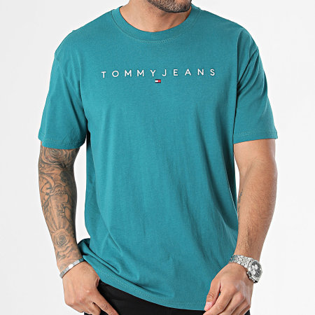 Tommy Jeans - Tee Shirt Linear Logo 7993 Bleu Canard