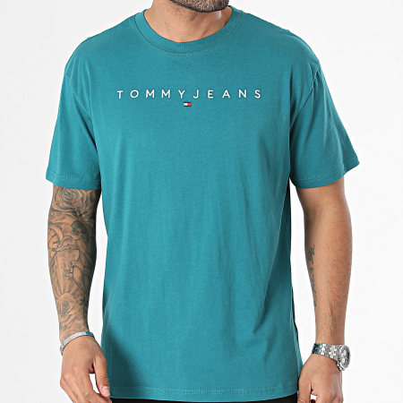 Tommy Jeans - Maglietta Linear Logo 7993 Duck Blue