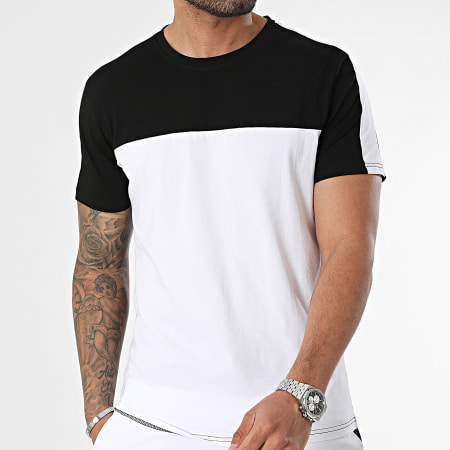 Zayne Paris  - Conjunto de camiseta a rayas blanca y negra y pantalón corto de jogging