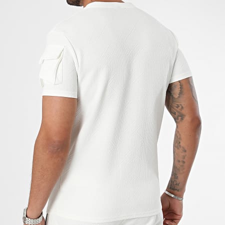 Zayne Paris  - Conjunto de camiseta blanca y pantalón corto tipo cargo