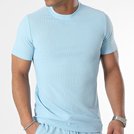 Zayne Paris  - Conjunto de camiseta y pantalón corto azul claro