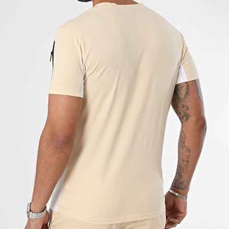 Zayne Paris  - Set di maglietta e pantaloncini da jogging bianco-beige