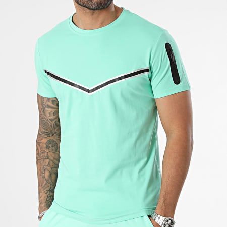 Zayne Paris  - Conjunto de camiseta verde y pantalón corto de jogging