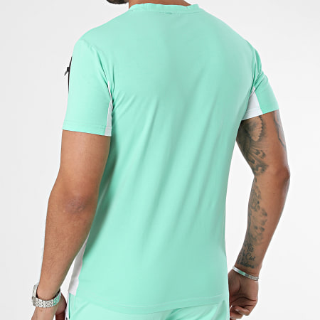Zayne Paris  - Conjunto de camiseta blanca verde y pantalón corto de jogging