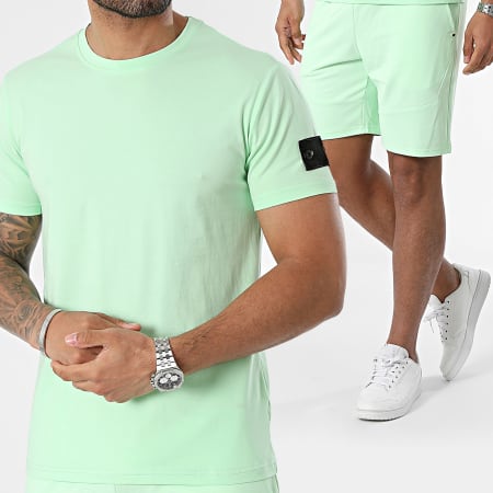 Zayne Paris  - Conjunto de camiseta verde claro y pantalón corto de jogging