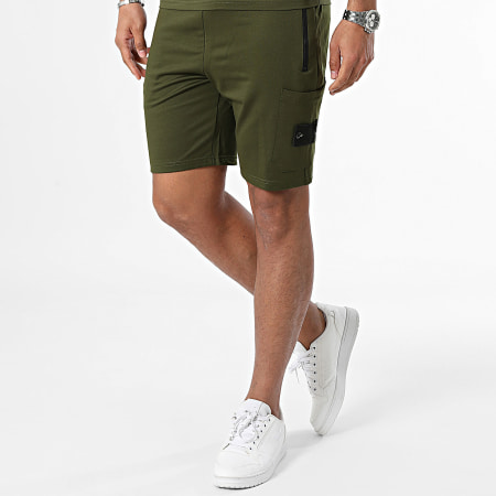 Zayne Paris  - Conjunto de camiseta y pantalón corto verde caqui