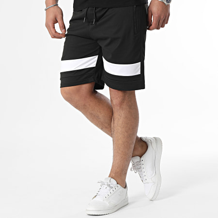 Zayne Paris  - Conjunto de camiseta blanca y negra y pantalón corto de jogging