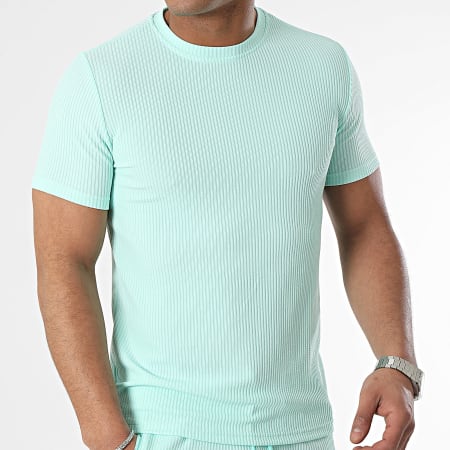 Zayne Paris  - Conjunto de camiseta turquesa y pantalón corto de jogging