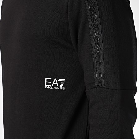 EA7 Emporio Armani - Sudadera con cuello redondo y rayas 3DPM56-PJEQZ Negro