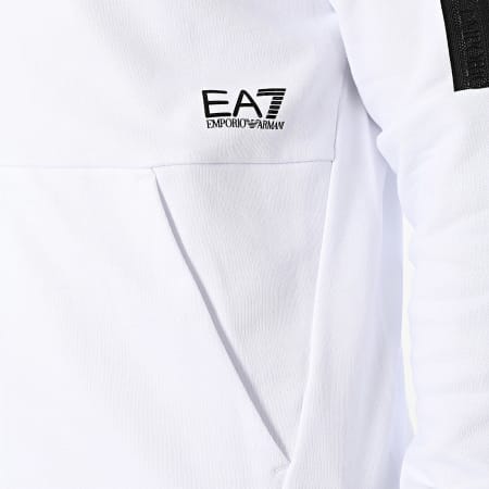 EA7 Emporio Armani - 3DPM88-PJEQZ Camiseta a rayas con capucha y cremallera Blanco