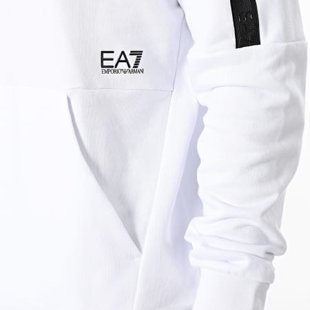 EA7 Emporio Armani - 3DPM57-PJEQZ Felpa con cappuccio a righe bianca