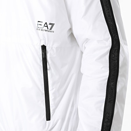 EA7 Emporio Armani - Veste Zippée Capuche A Bandes 3DPB16-PN5ZZ Blanc