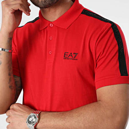 EA7 Emporio Armani - Polo a maniche corte con strisce 3DPF23-PJ02Z Rosso