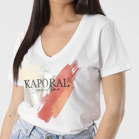 Kaporal - Camiseta de mujer con cuello en V Fan White Gold