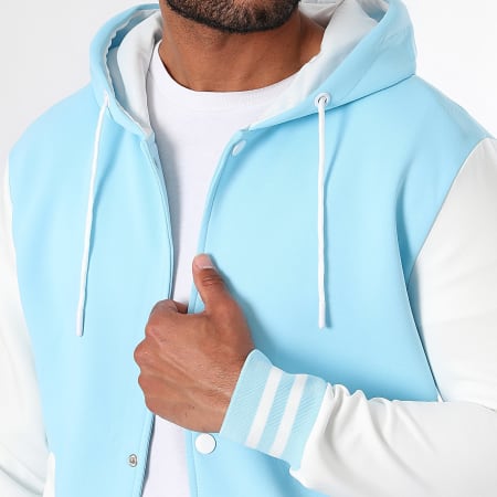 LBO - Ensemble Veste Teddy Capuche Et Pantalon Jogging 0187 Bleu Clair Blanc