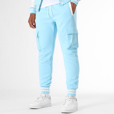 LBO - Ensemble Veste Teddy Capuche Et Pantalon Jogging 0187 Bleu Clair Blanc