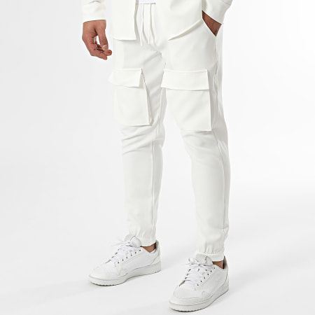 Uniplay - Conjunto de sobrecamisa blanca y pantalón cargo