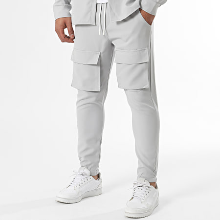 Uniplay - Conjunto de sobrecamisa gris y pantalón cargo