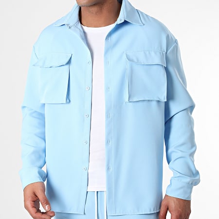 Uniplay - Conjunto de sobrecamisa y pantalón cargo azul claro