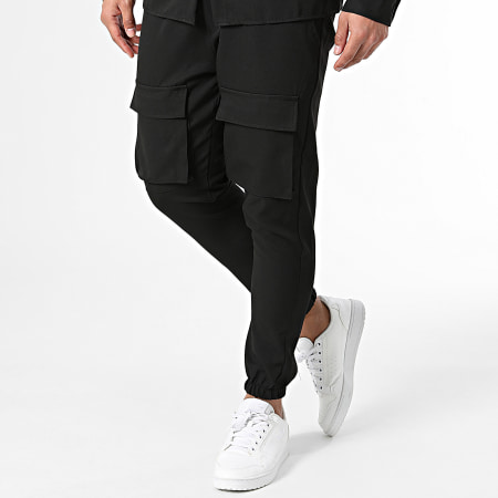 Uniplay - Conjunto de sobrecamisa negra y pantalón cargo