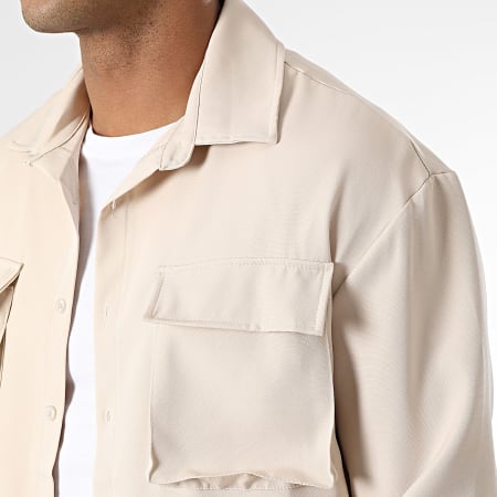 Uniplay - Set di pantaloni cargo e camicia oversize beige