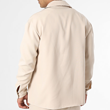 Uniplay - Set di pantaloni cargo e camicia oversize beige