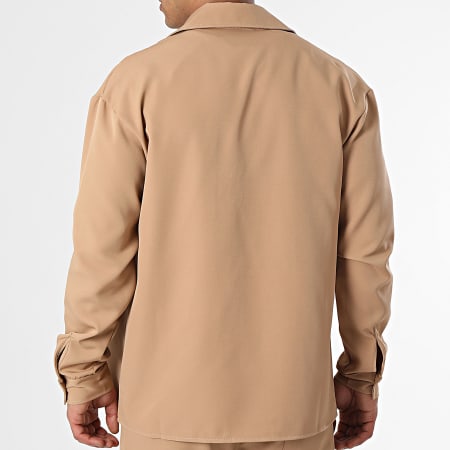 Uniplay - Set camicia over e pantaloni cargo color cammello