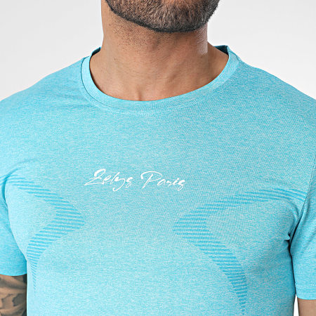 Zelys Paris - Set di maglietta e pantaloncini da jogging blu chiaro e nero Heather