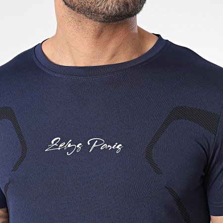 Zelys Paris - Ensemble Tee Shirt Et Short Jogging Bleu Marine Noir