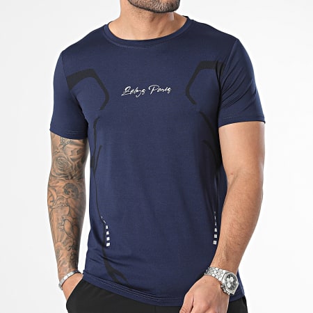 Zelys Paris - Set di magliette blu navy e nere e pantaloncini da jogging