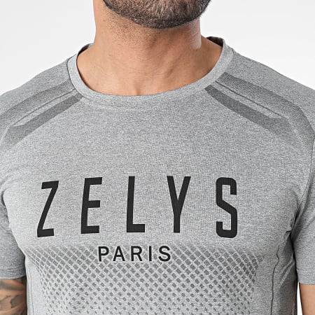 Zelys Paris - Ensemble Tee Shirt Et Short Jogging Gris Chiné Noir
