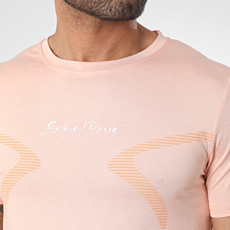 Zelys Paris - Set di maglietta e pantaloncini da jogging neri screziati di arancione chiaro