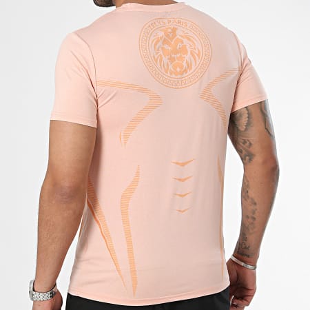 Zelys Paris - Conjunto de camiseta y pantalón corto jogging naranja claro jaspeado negro
