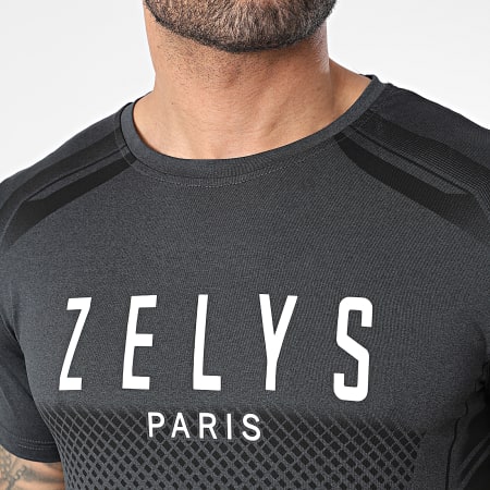 Zelys Paris - Ensemble Tee Shirt Et Short Jogging Gris Anthracite Chiné Noir