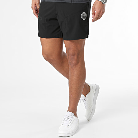Zelys Paris - Conjunto de camiseta y pantalón corto jogging gris carbón jaspeado negro