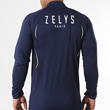 Zelys Paris - Ensemble Tee Shirt Manches Longues Et Pantalon Jogging Bleu Marine