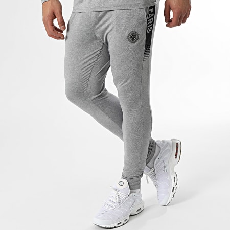 Zelys Paris - Set di maglietta a maniche lunghe e pantaloni da jogging grigio screziato