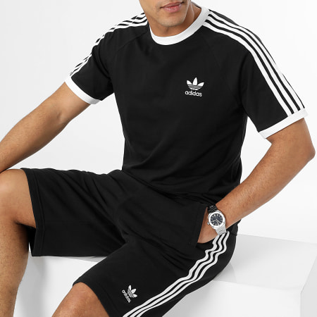 Adidas Originals - Ensemble Tee Shirt Et Short Jogging A Bandes 3 Stripes IA4845 IU2337 Noir