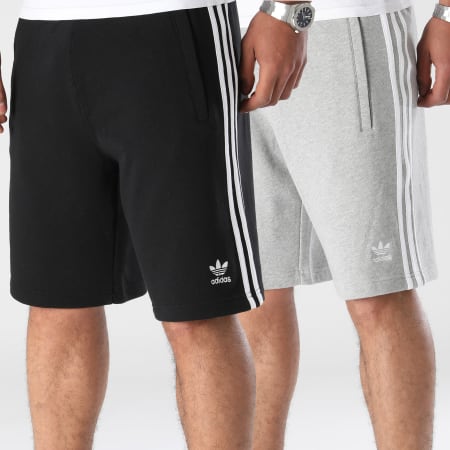 Adidas Originals - Lot De 2 Shorts Jogging A Bandes IU2337-IU2340 Noir Gris