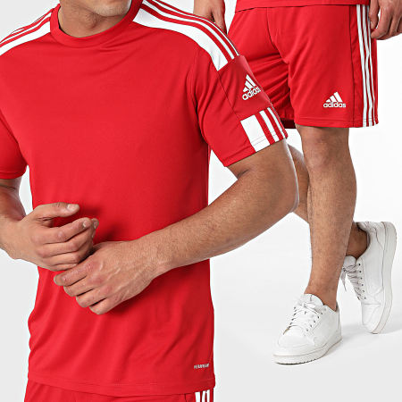 Adidas Performance - Squad 21 Conjunto de pantalón corto y camiseta a rayas GN5722 GN5771 Rojo